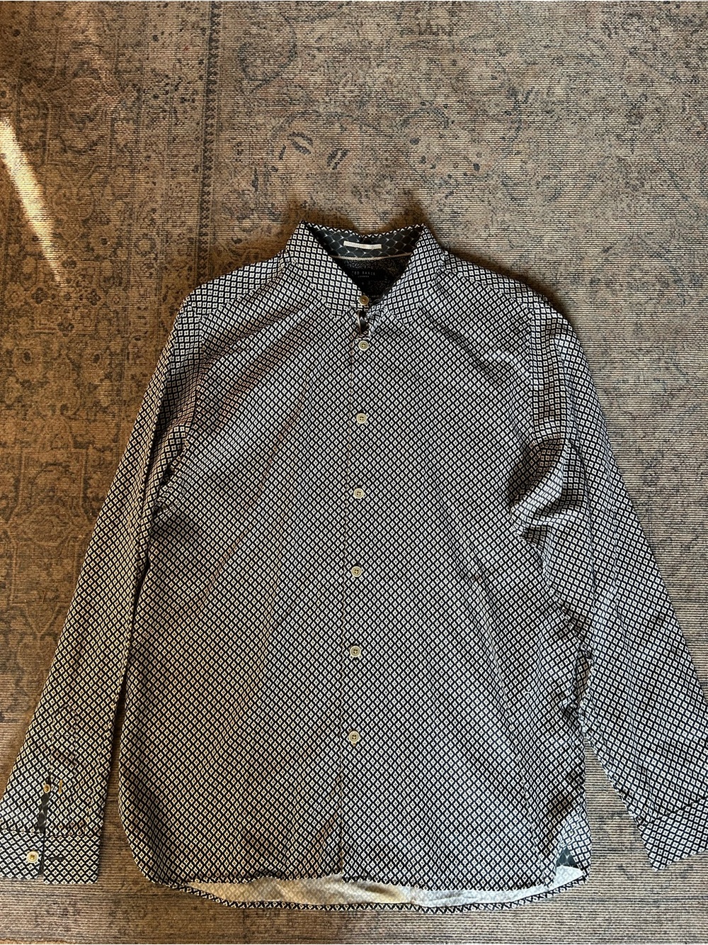 Ted Baker Black, White & Cream Geometric Print Shirt